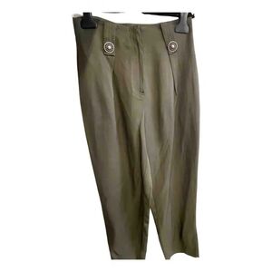 Uterque Straight Trousers Olive Green Made in Spain